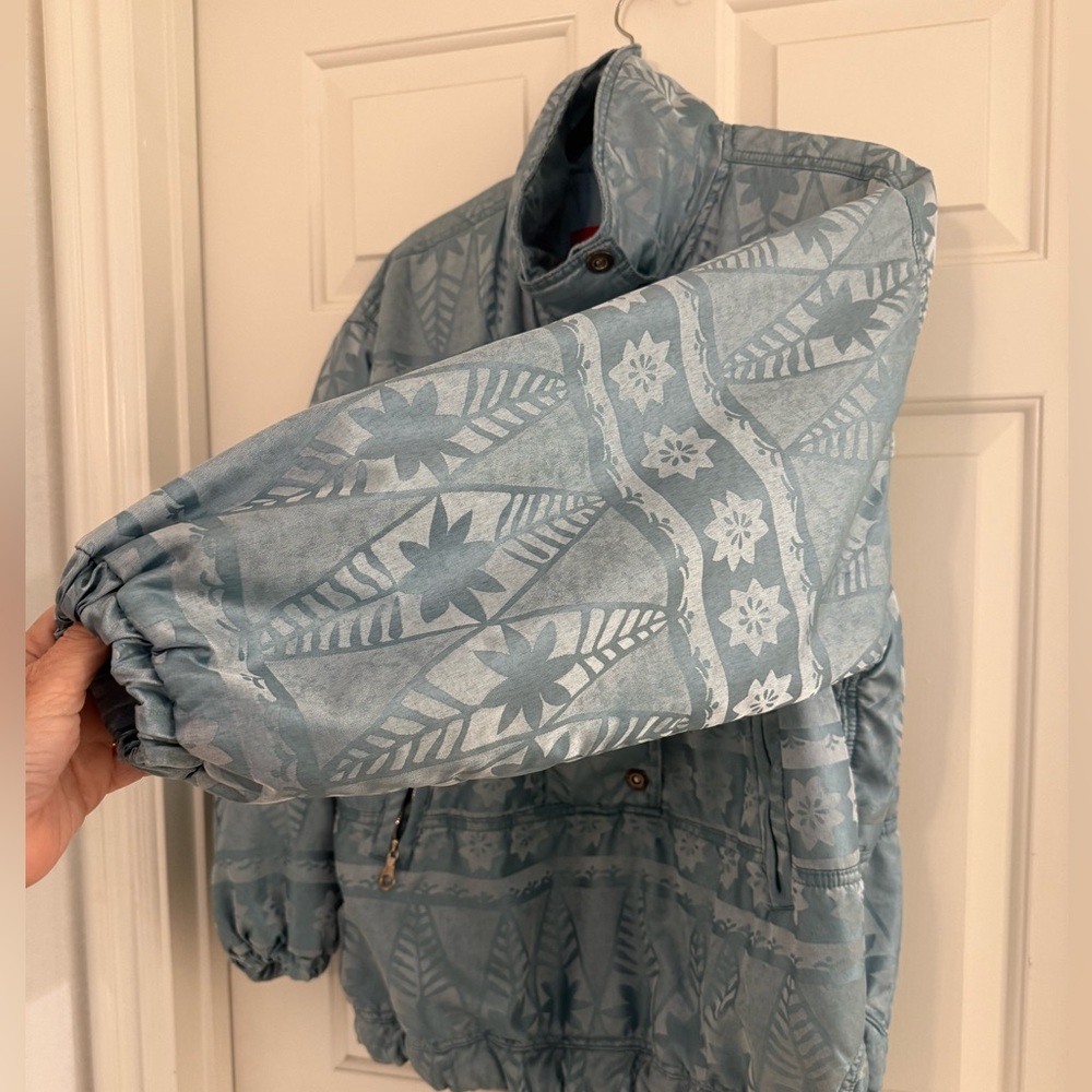 Vintage 90s Belfe & Belfe Popover Snowflake winter blue silky puffy Ski Jacket - Picture 5 of 13